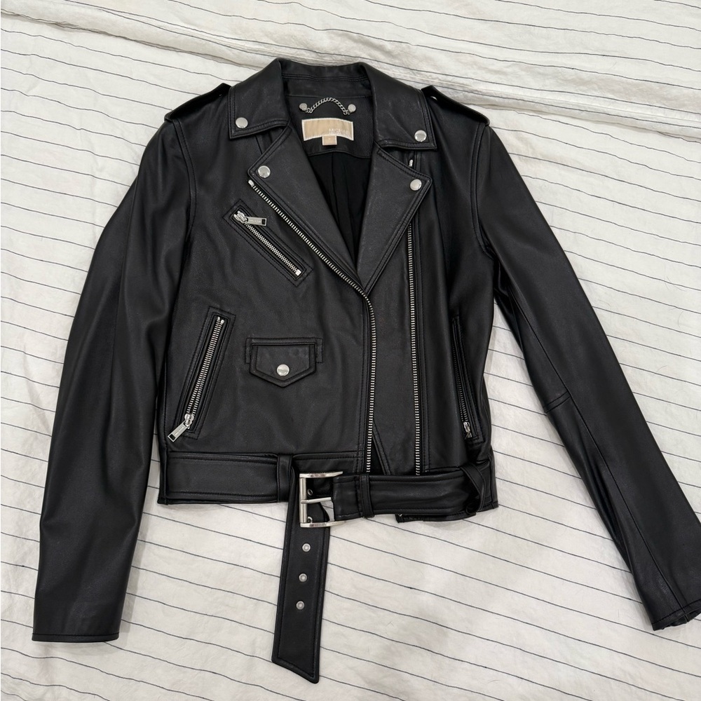 Michael Kors Black Leather Moto Jacket